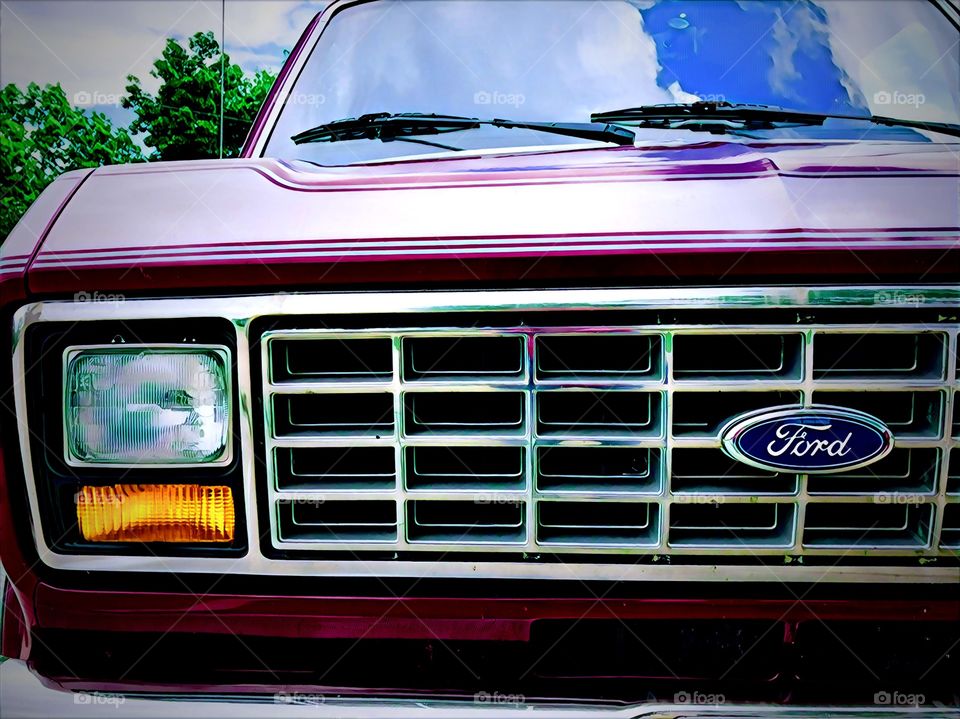 Vintage Ford Econoline Van Front End View 