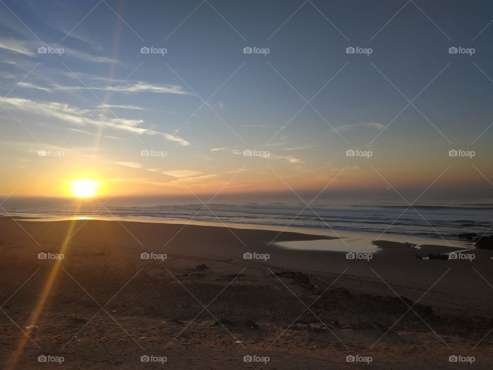 sunset in aglou beach morocco