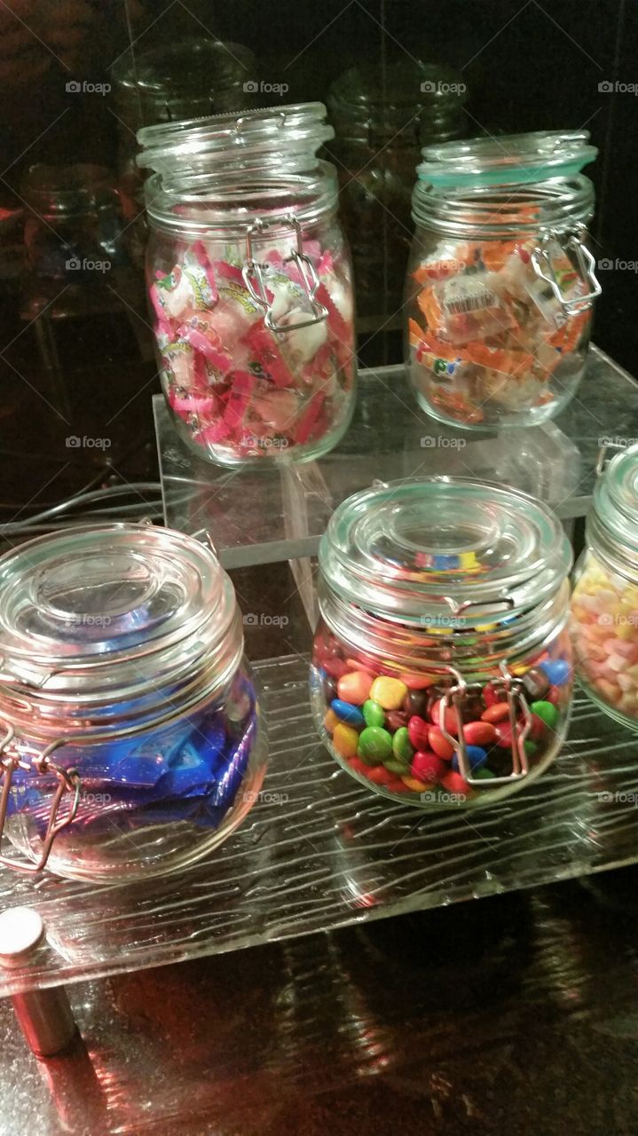 sweet tooth. jars of candies