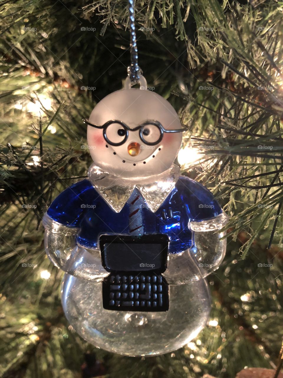 Snowman computer ornament tree