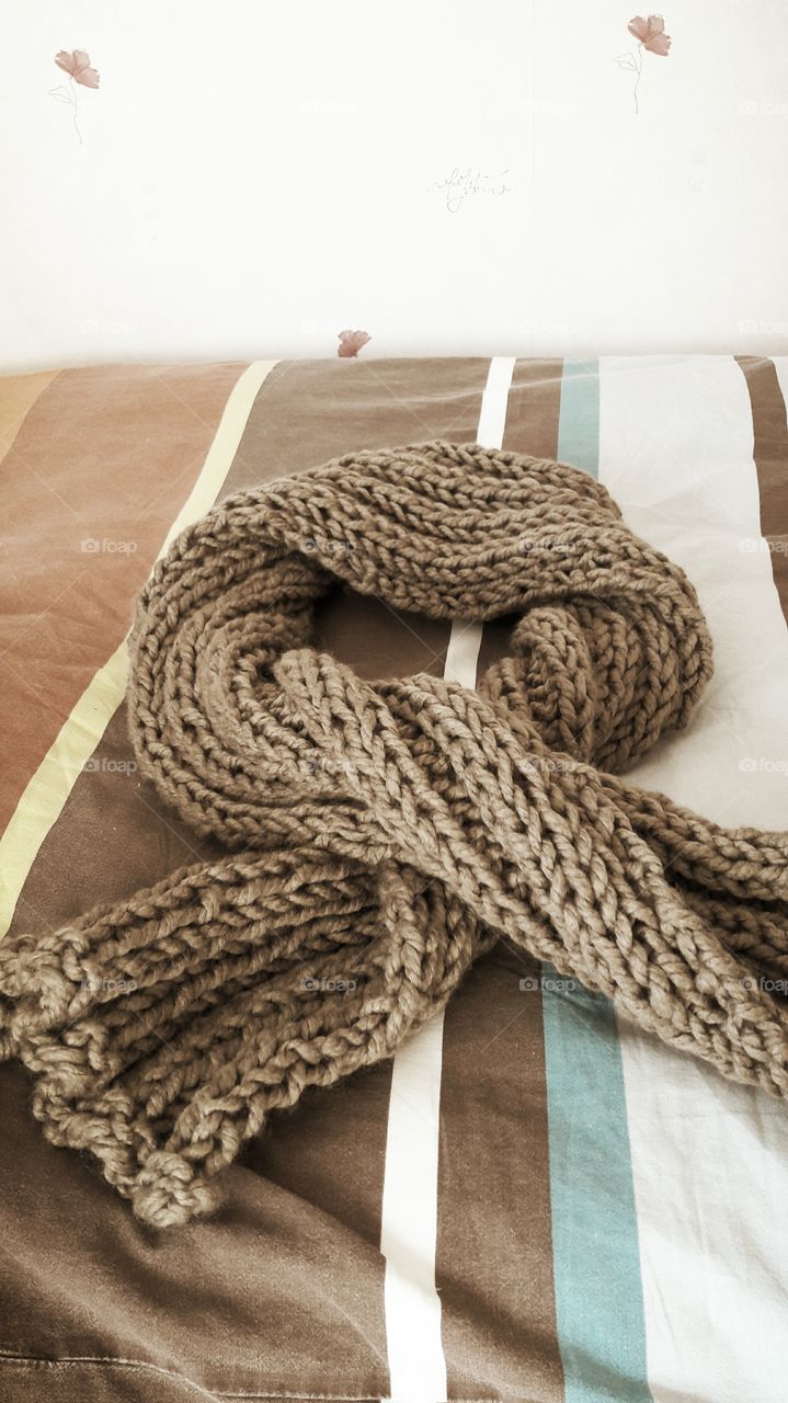 handmade hand knit knitting scarf wool