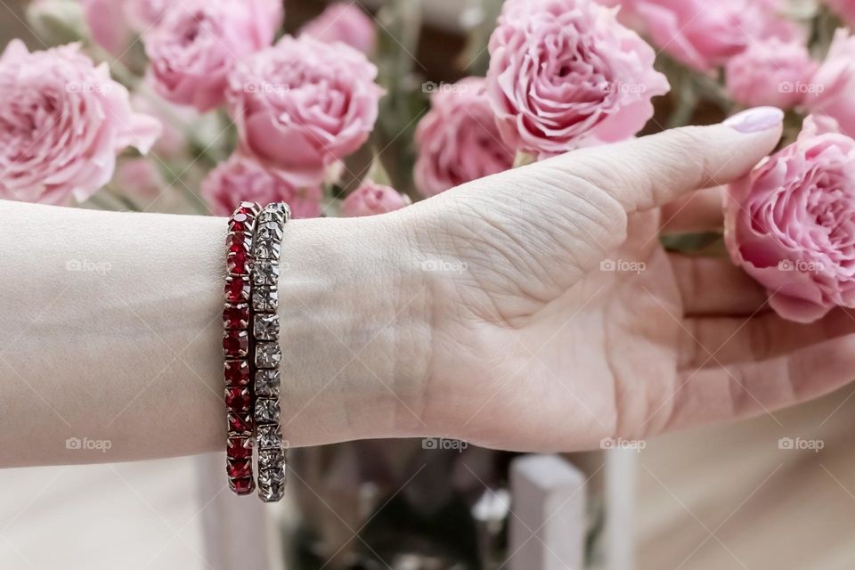 beautiful bracelet on hand of person