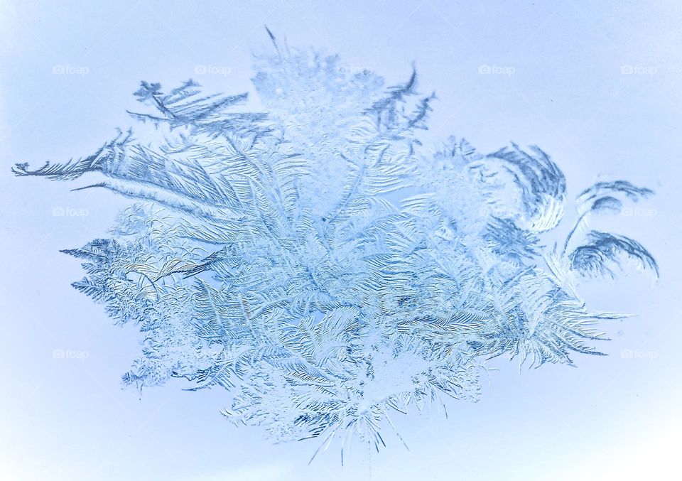 Closeup of frost on window
