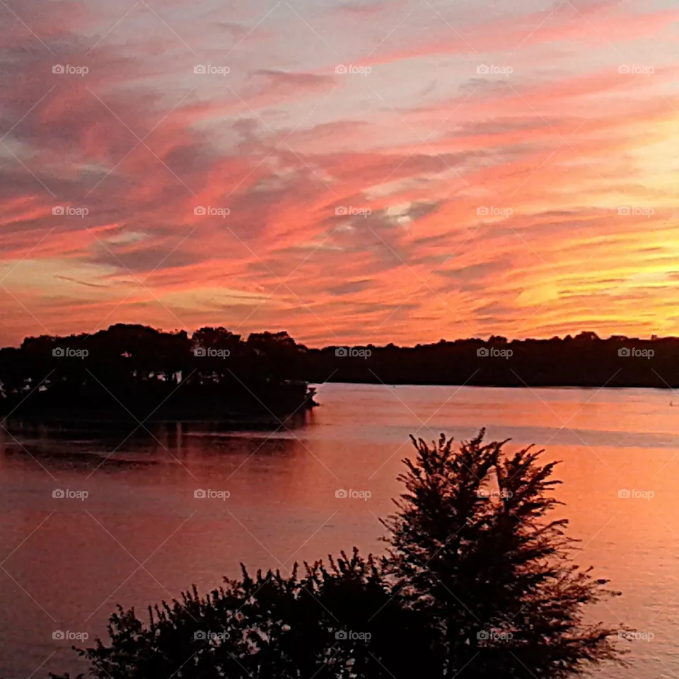 Pink sky at night