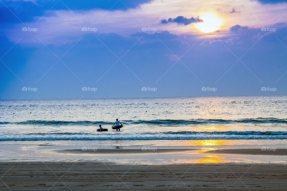 Sunset of Ngwe Saung Beach, Myanmar.