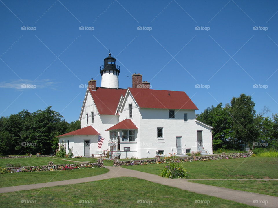 Point Iroquois Light in Chippewa County Michigan 