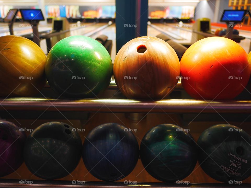 Bowling balls in a row