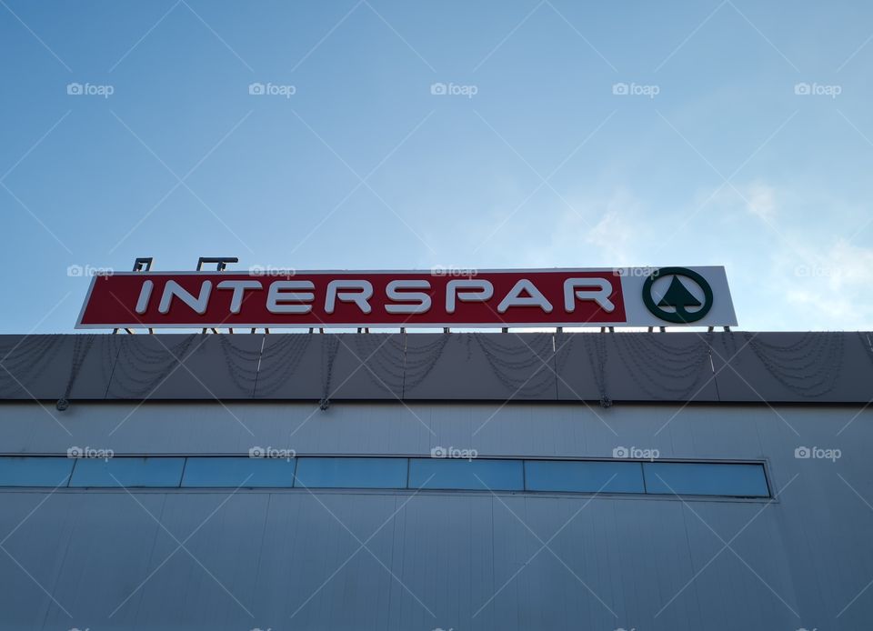 Interspar sign on the mall building