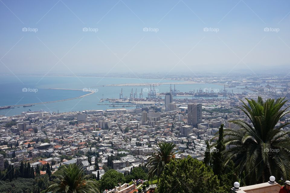 city of Haifa of Israel, as seen from Baha'i Garden