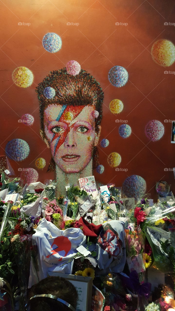 A memorial in Brixton (London) for the late David Bowie.