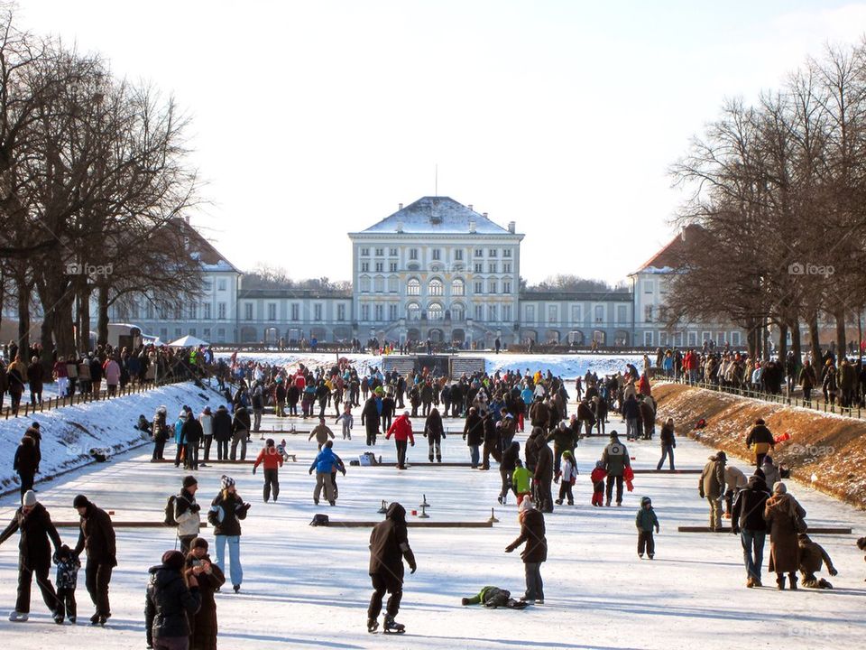 Ice skating on the Nymphenburg palace canals  