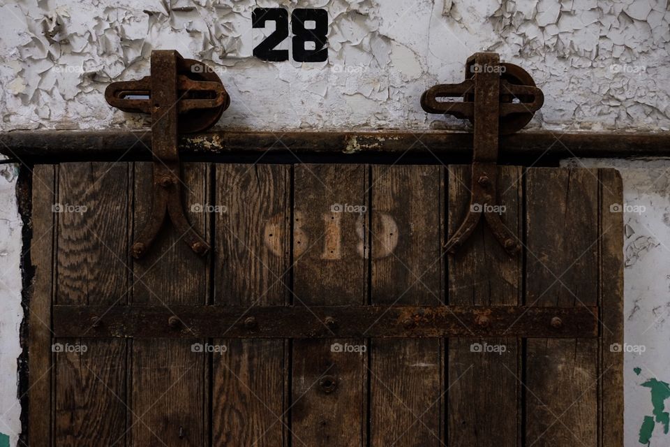 Abandoned Prison Door With Peeling Paint, Abandoned Photography