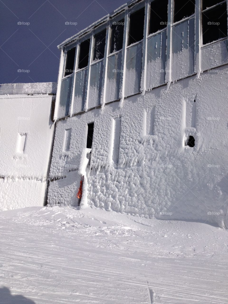 Snow covered building