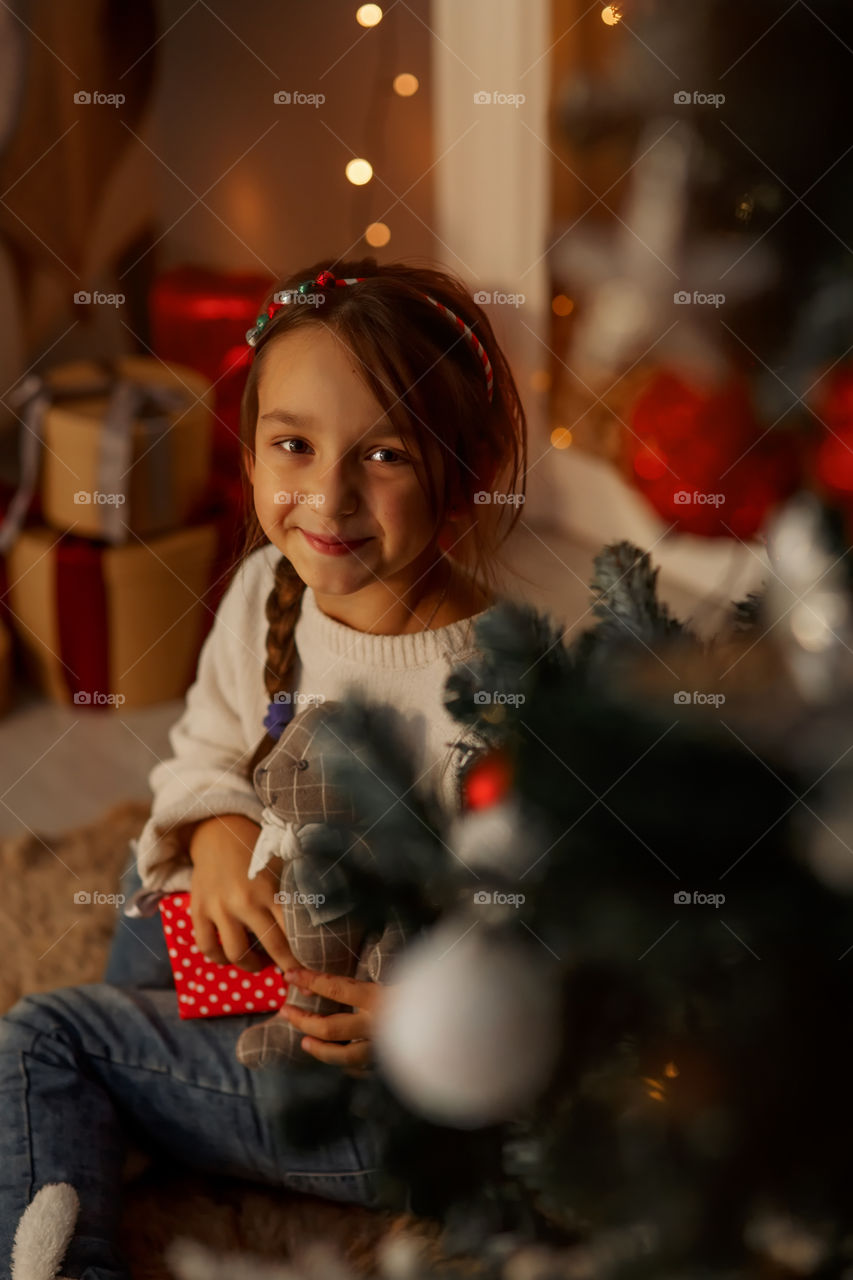 Cute little Girl at Christmas Eve 