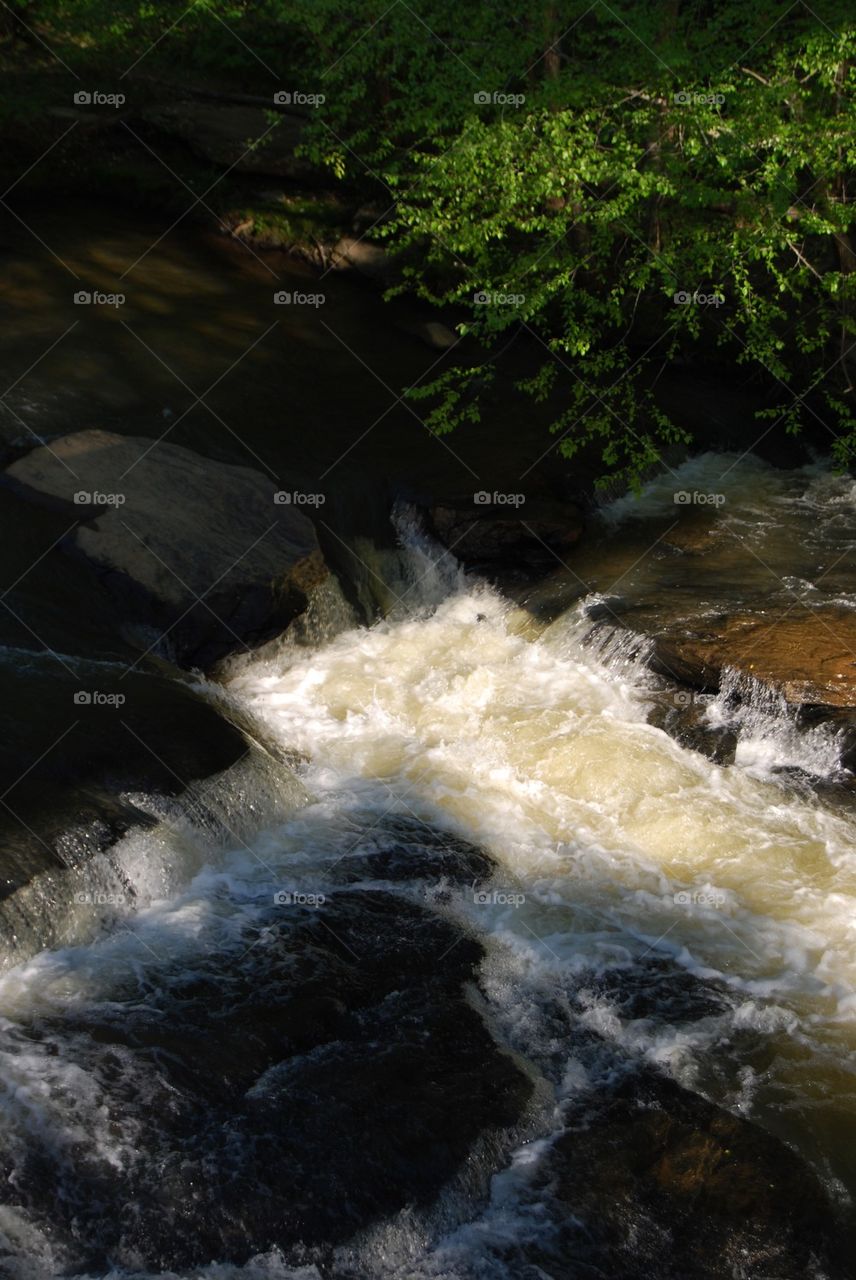 Rushing water over rocks