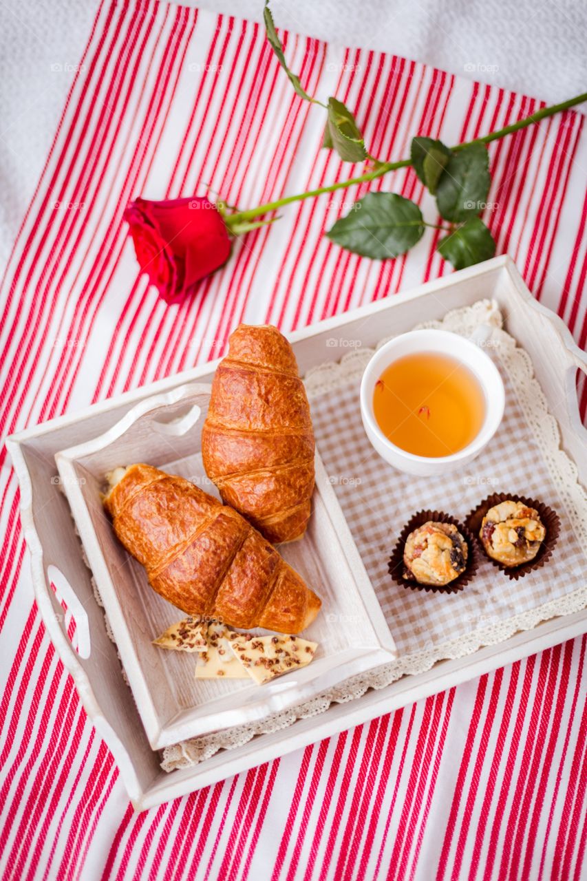 Morning breakfast in bed