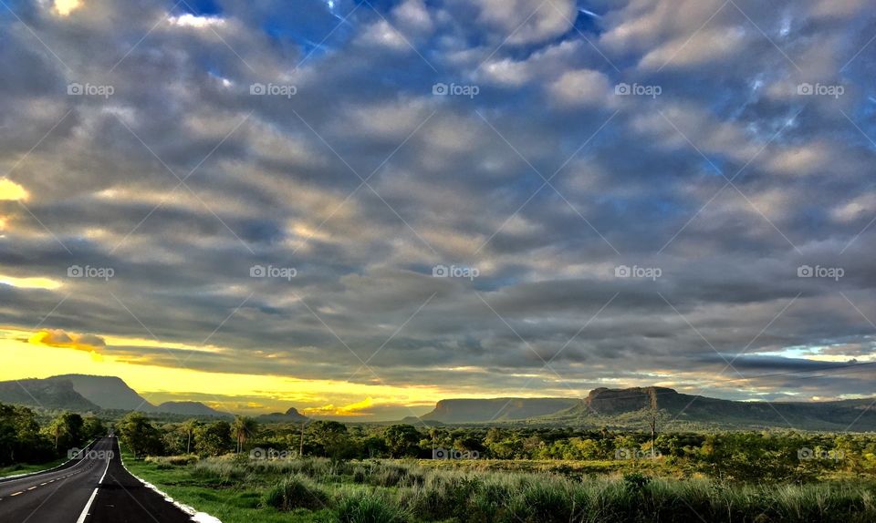 Stormy clouds over landscape