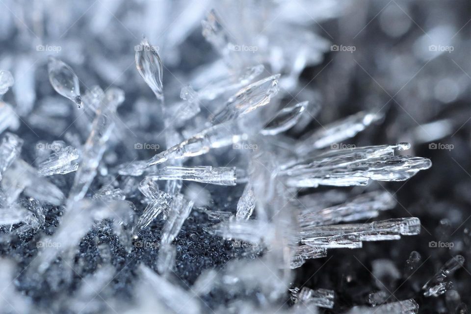 Ice crystals in frost on a cold morning