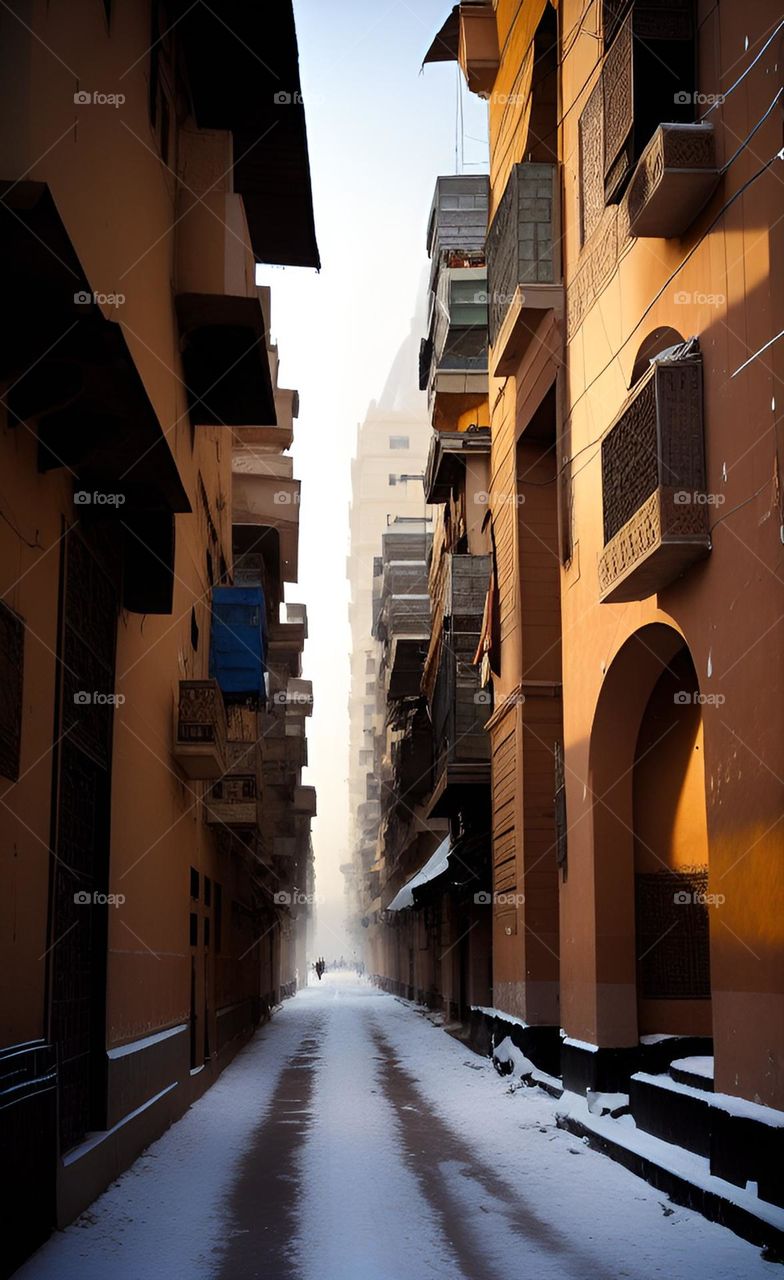Local Egyptian street in Winter