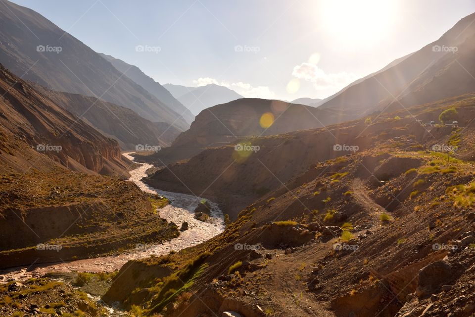 Andes Valley at sunset
