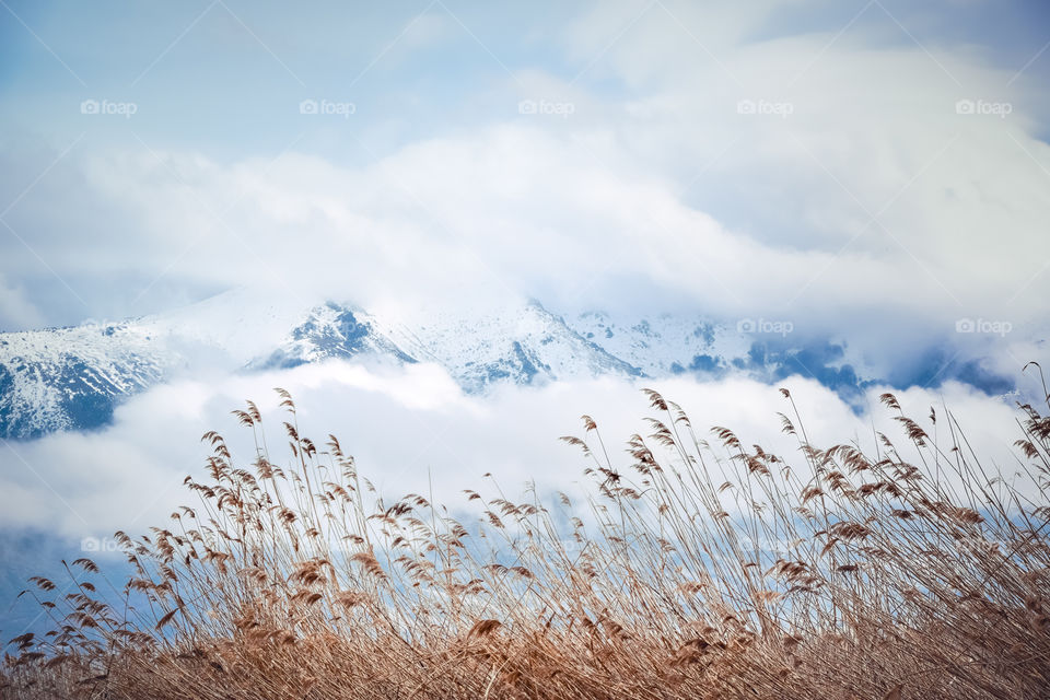 Scenic view of mountain during winter