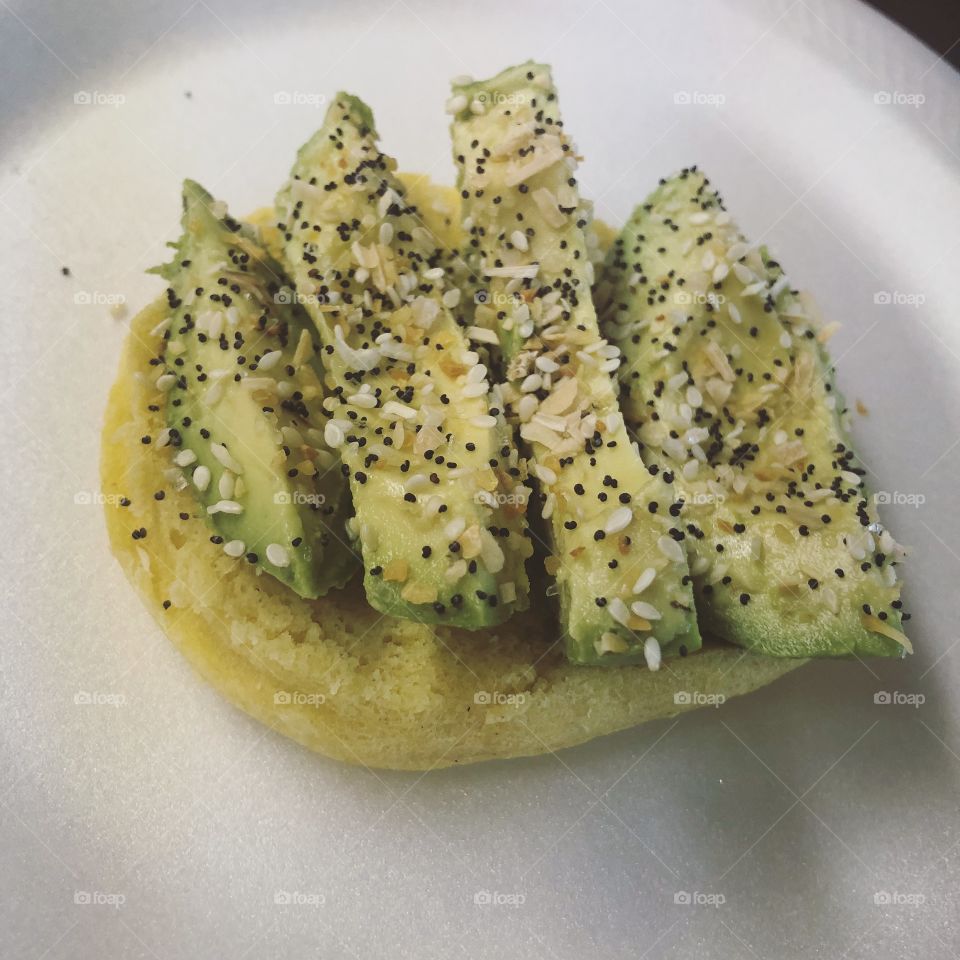 Avocado on low carb homemade almond four bread