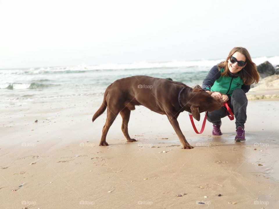 Beach#ocean#human#dog