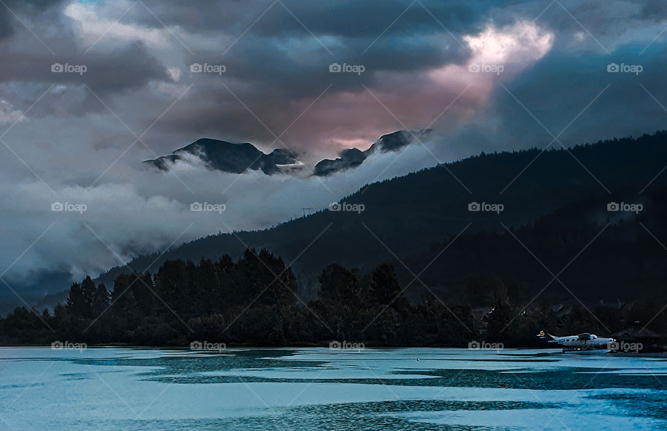 Rainy day by the lake