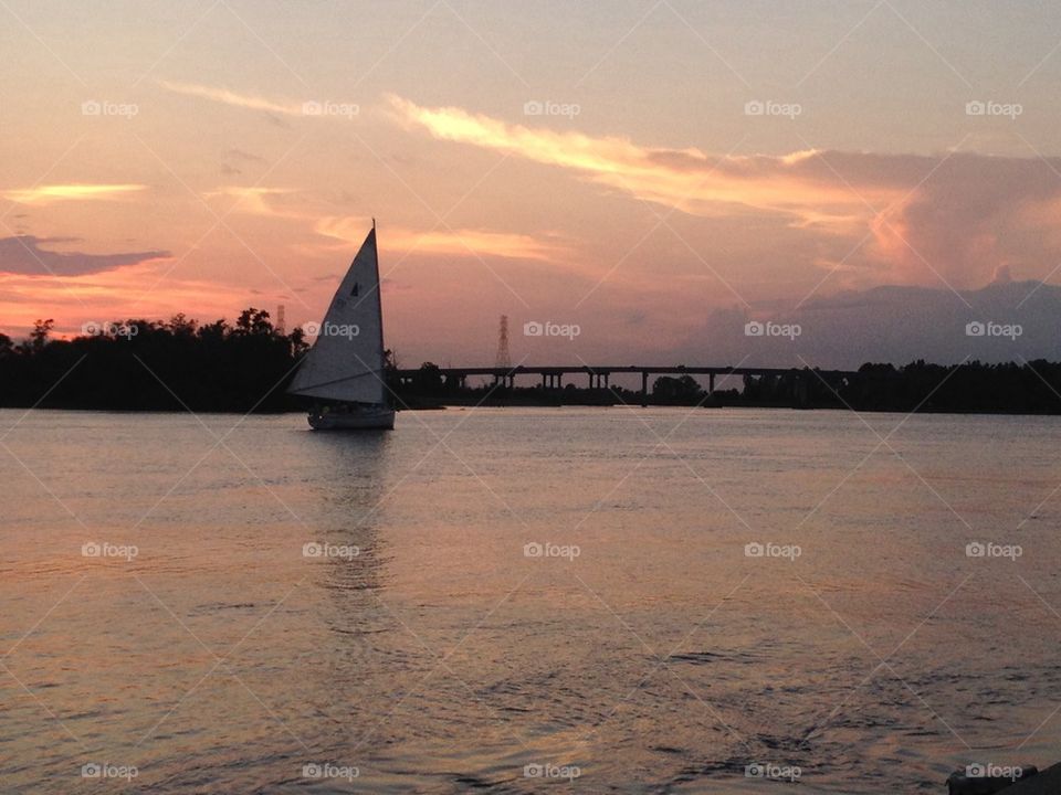 Sailing at sunset