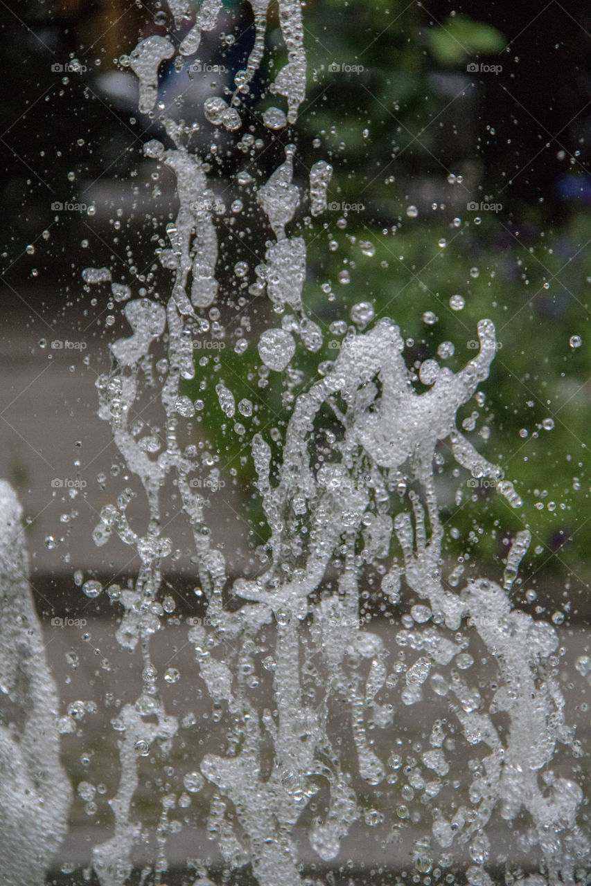 Water droplets in a fountain 