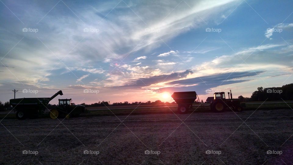 Vehicle, Sunset, No Person, Landscape, Agriculture