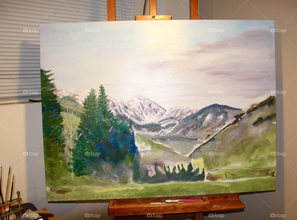 Colorado mountains. Oilpainting in progress. J.G
