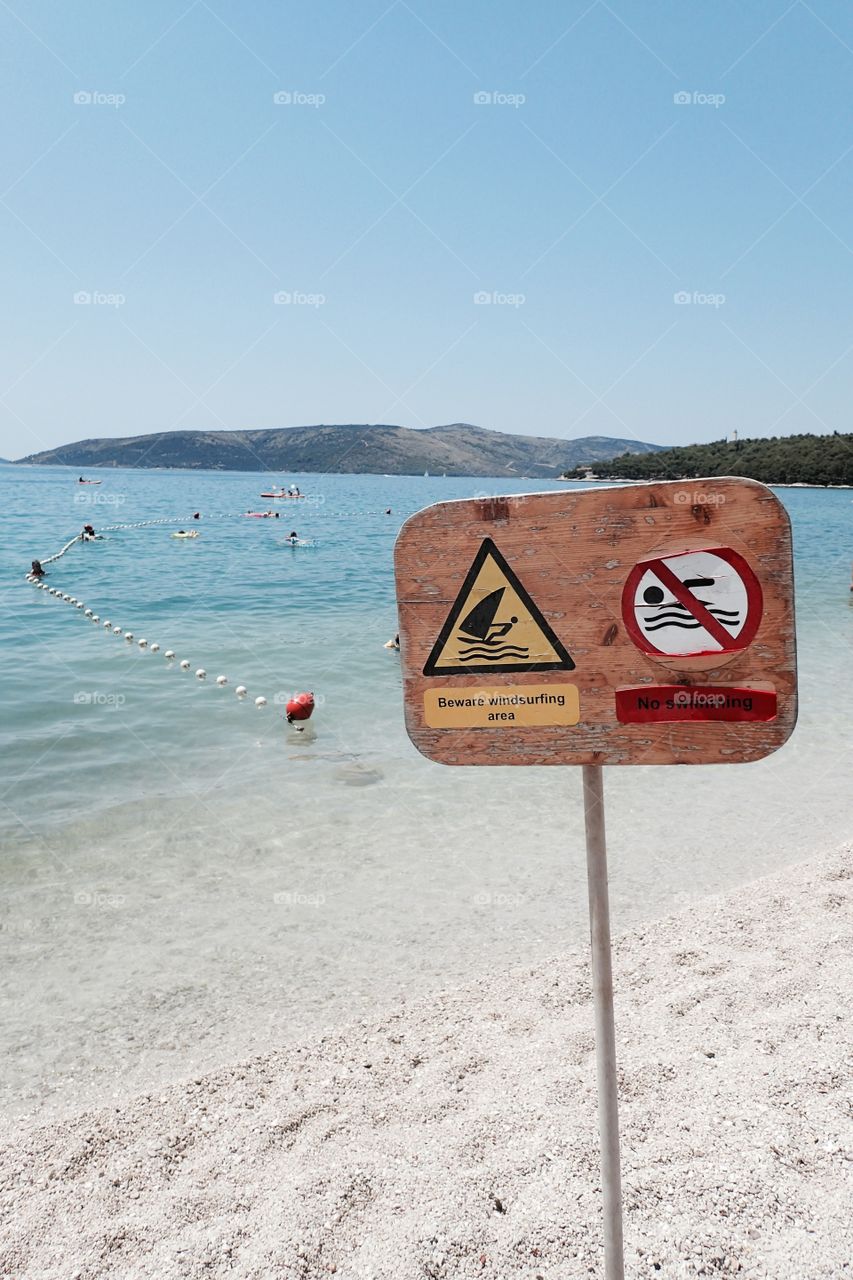 Sign on the beach. Only for surfing