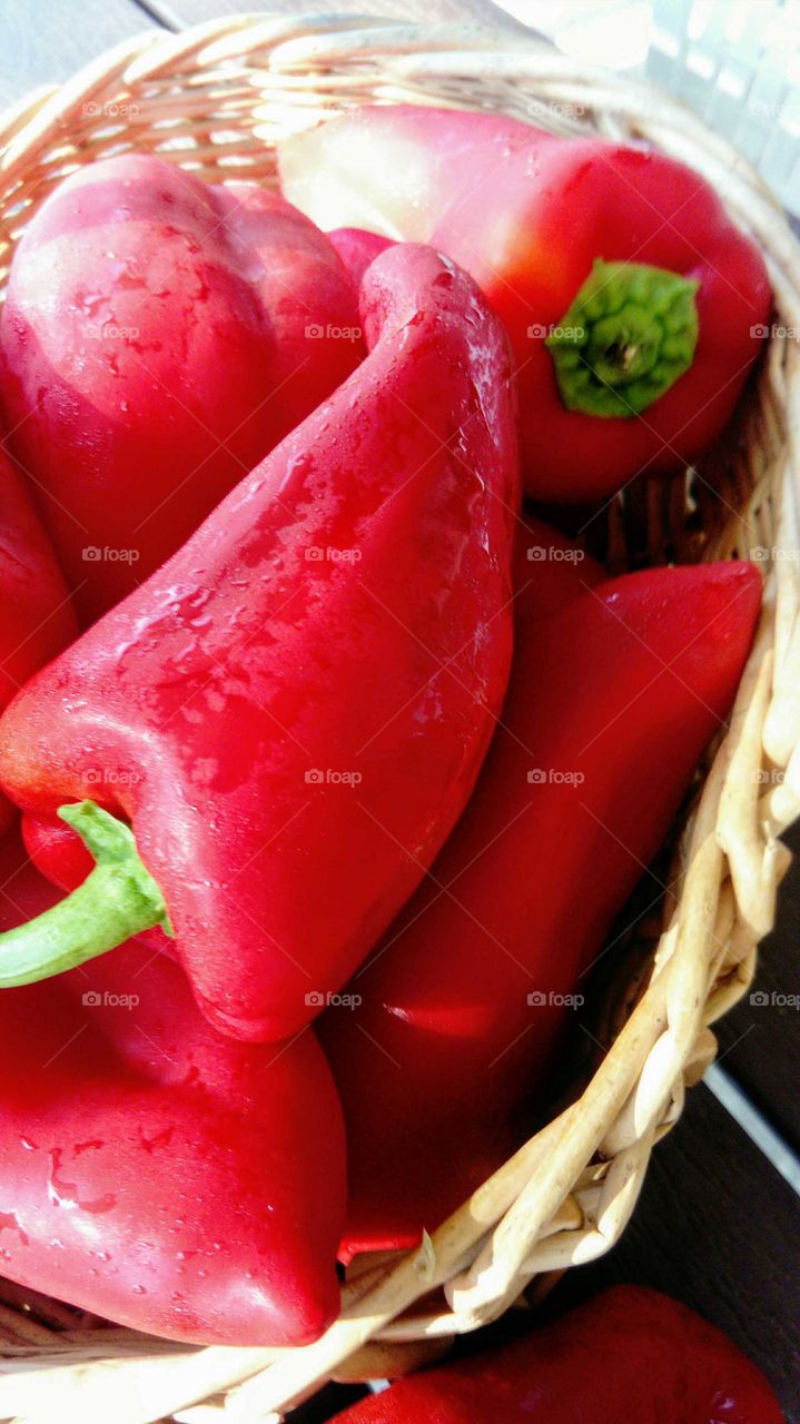 Fresh red peppers