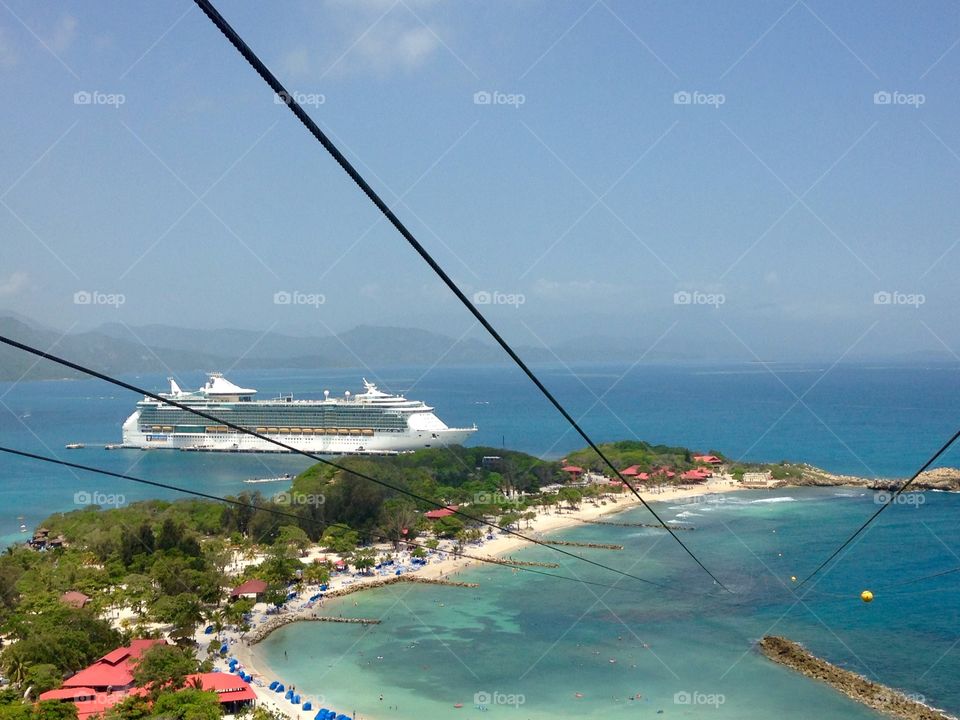 Labadee . View from top of zip line in Labadee a private island owned by Royal Caribbean 