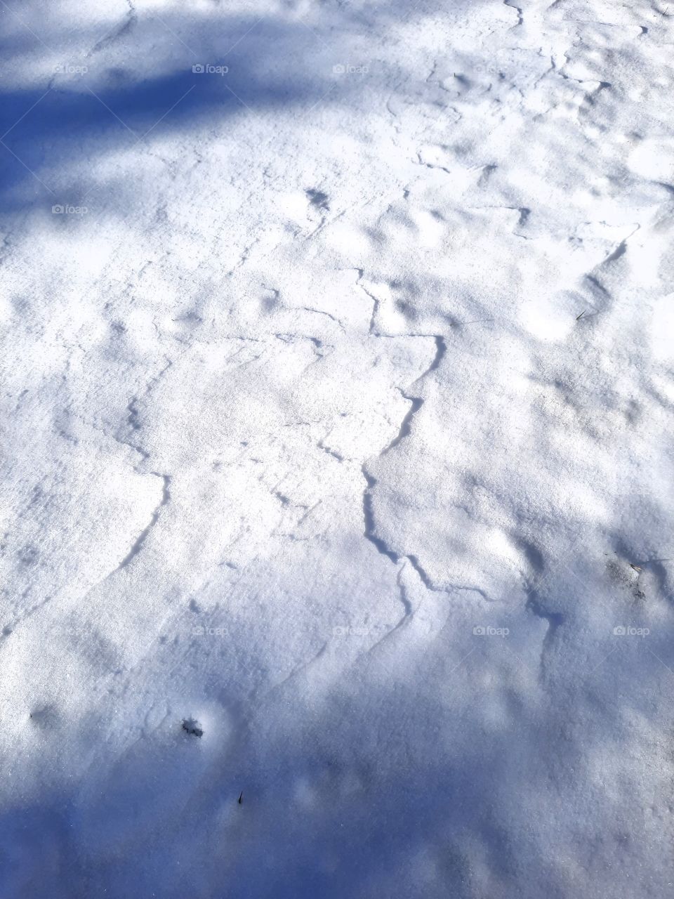 patterns of snow blown by the wind  on a sunny day