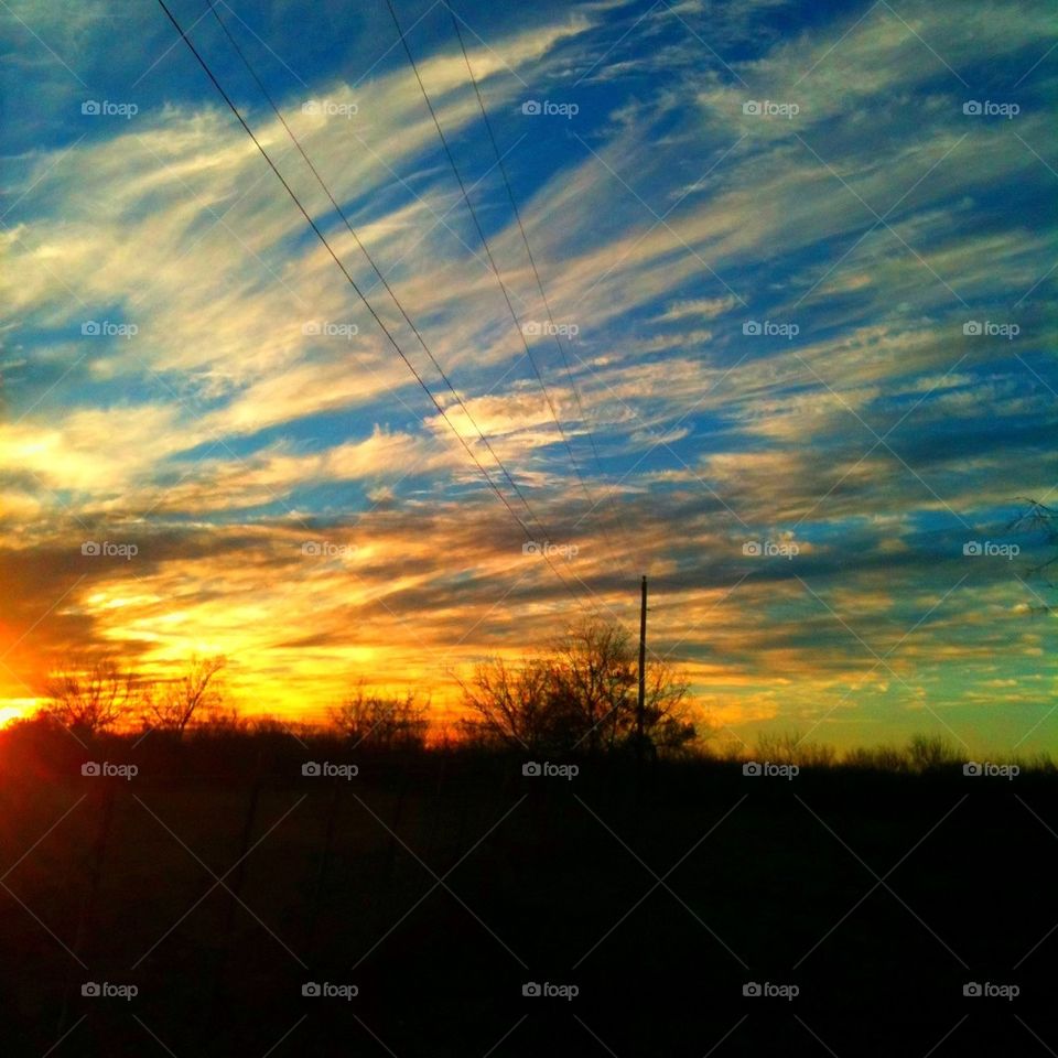 Texas sunset clouds sky blue