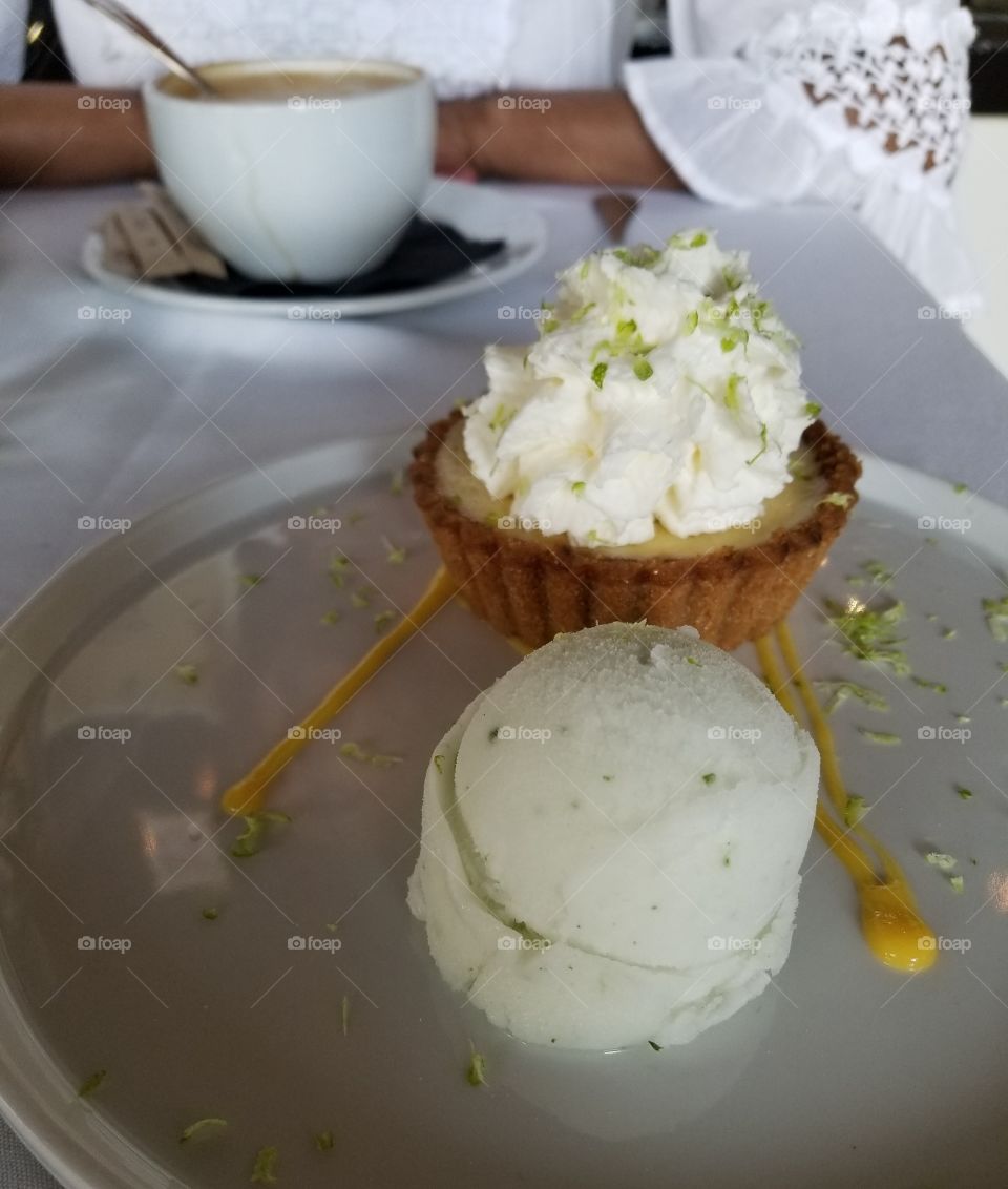 key lime tart w/lavender whipped cream and coconut lime sorbet