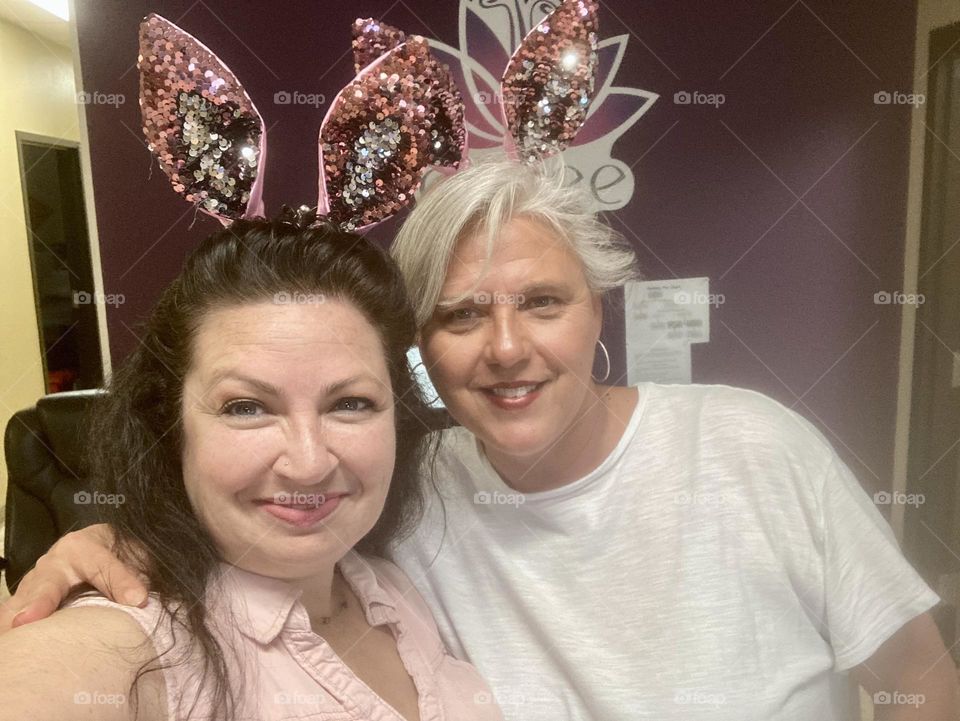 Dressed as bunnies 🐰