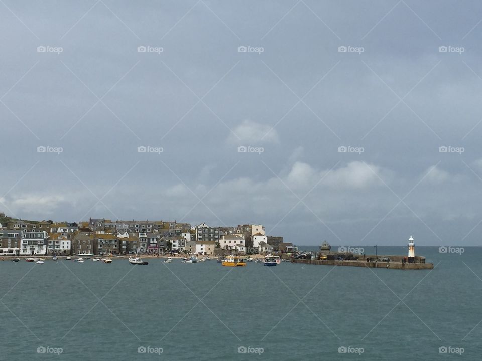 St Ives Harbour. Low tide in St Ives harbour