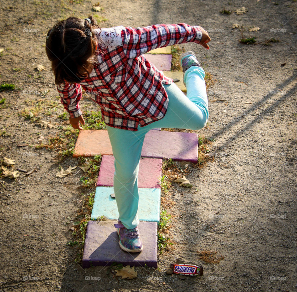 Playing hopscotch