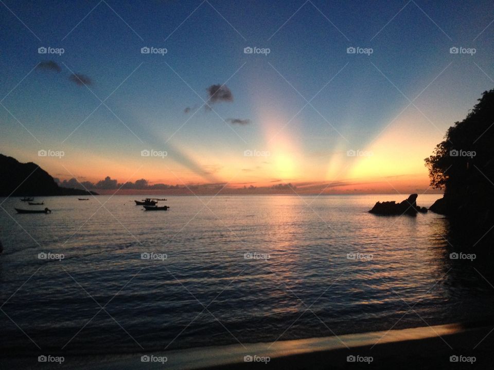 Idyllic beach during sunset