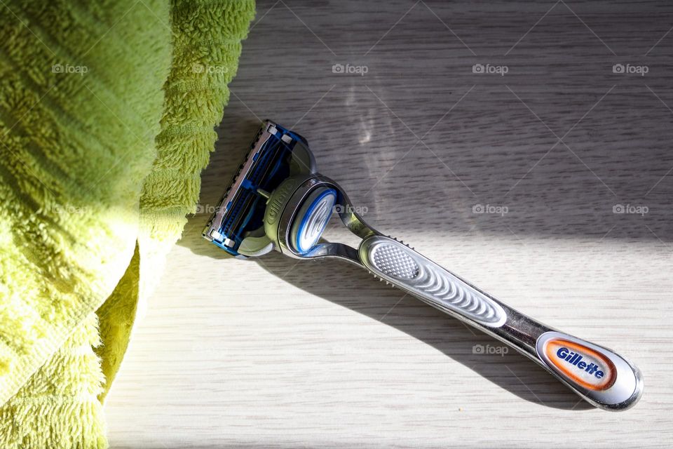 Gillette shaver and towel