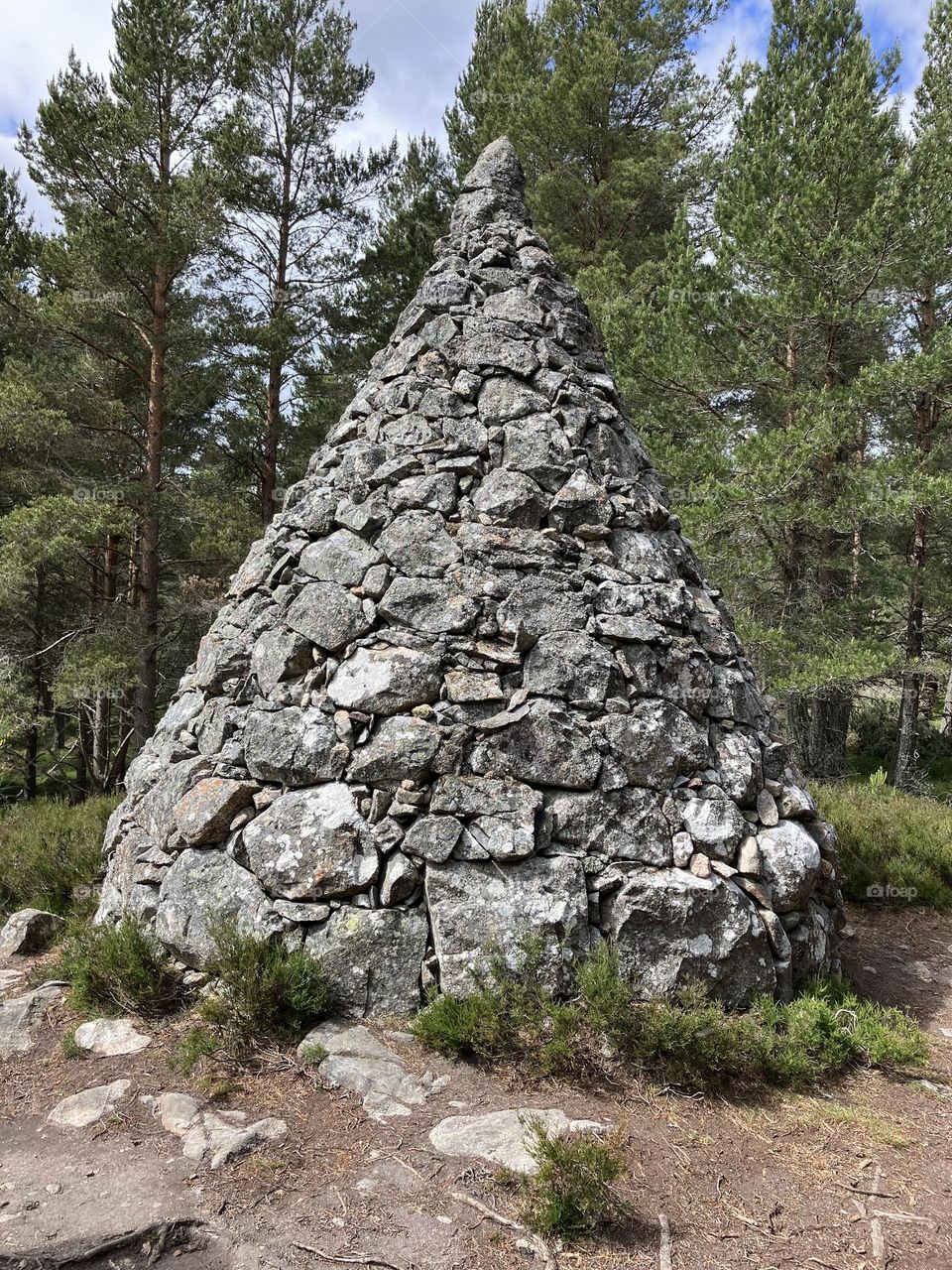 A triangular shaped Cairn near Balmoral 