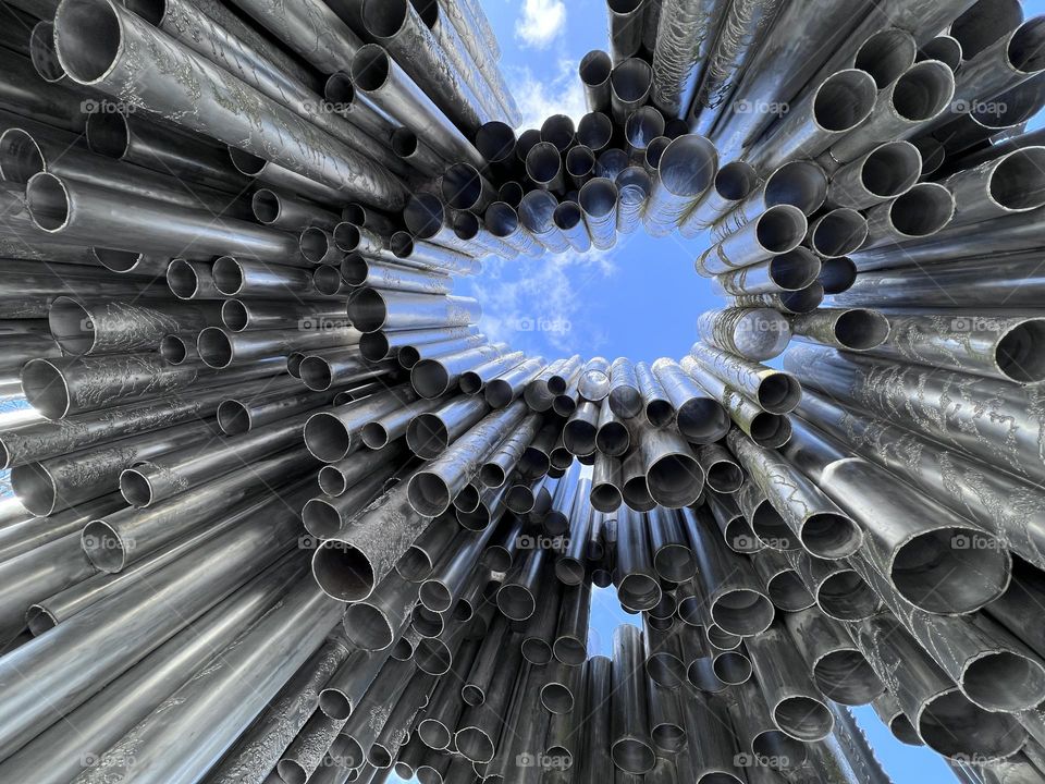 Famous monument of Finnish composer Jean Sibelius in Helsinki, bottom up view 