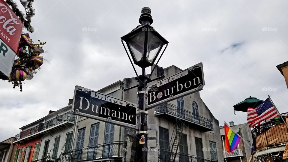 Corner of Dumaine and Bourbon St. New Orleans Louisiana