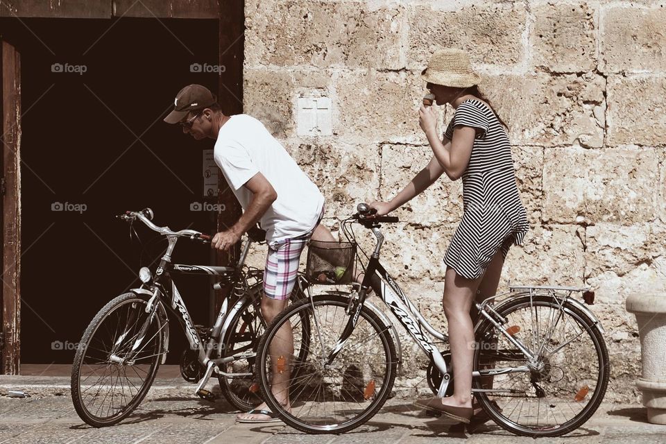 peoples  and bicycle
