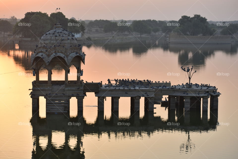ancient monument in gadisar Lake Jaisalmer Rajasthan India
