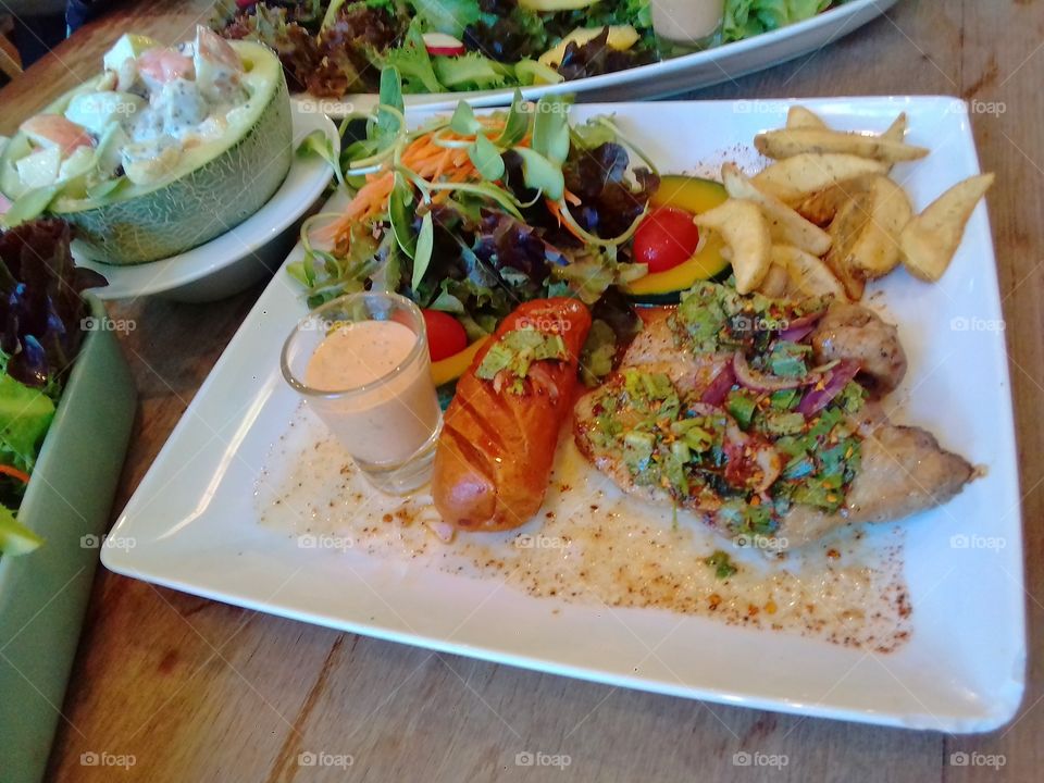 steak & salad , organic Vegetable