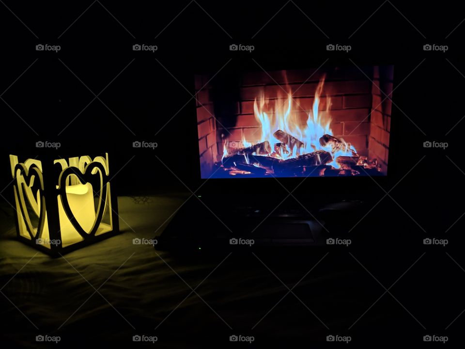 digital fireplace for hygge evening